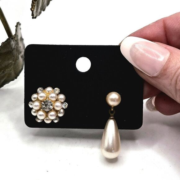 "5/$25" Mismatched Vintage Faux Pearl Post Earrings - Picture 1 of 9